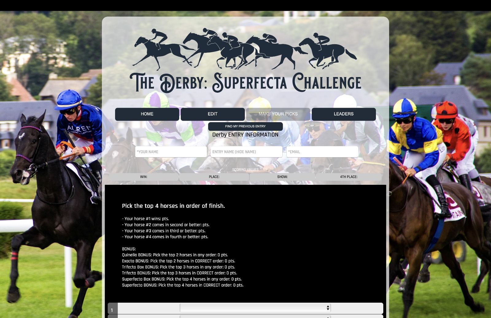 Triple Crown Superfecta Challenge preview for marketing
